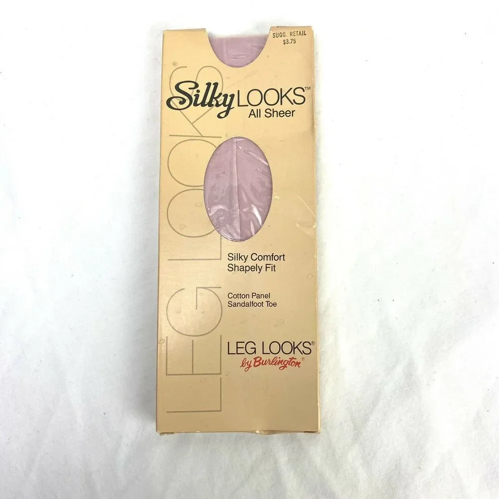 Vintage 1985 Leg Looks Burlington All Sheer Silky Comfort Pantyhose Cream Rose